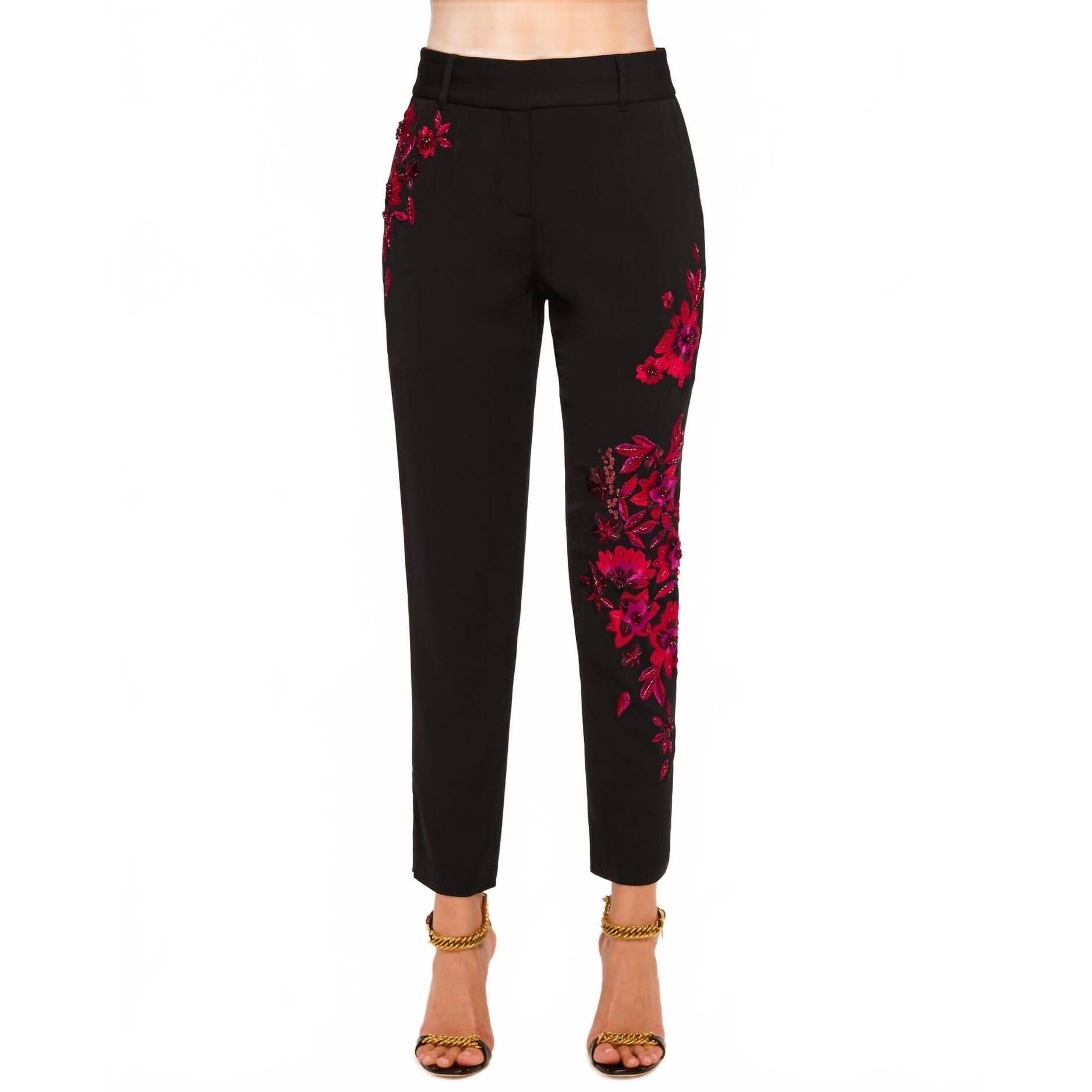 New Ramy Brook Vanessa Embellished Tailored Pants In Black Garden